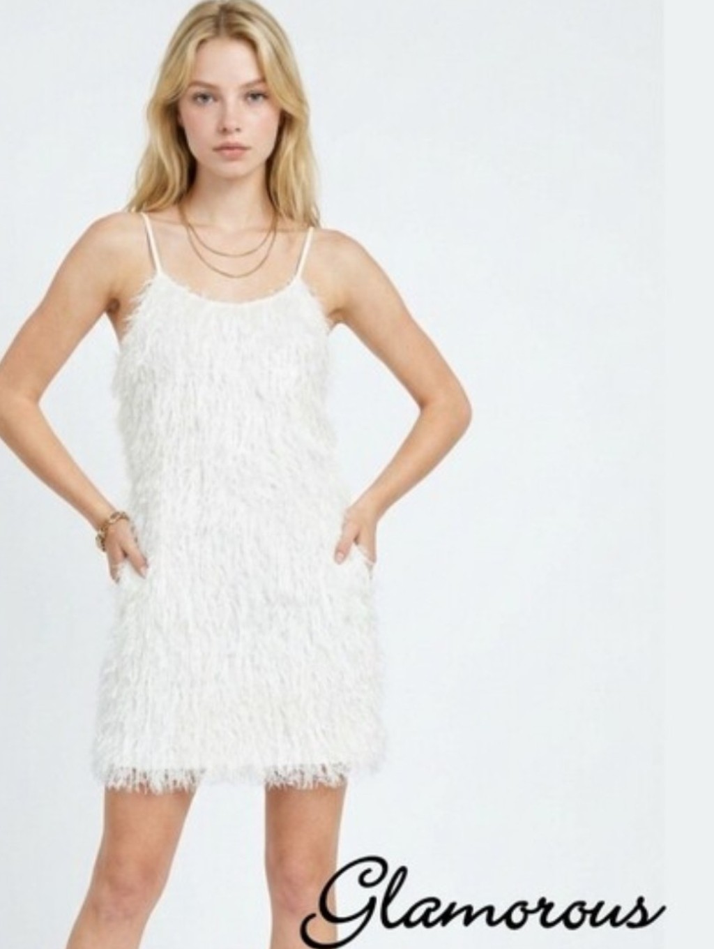 Nwt Glam Shimmer Shaggy Night Out Dress Stunning Mini